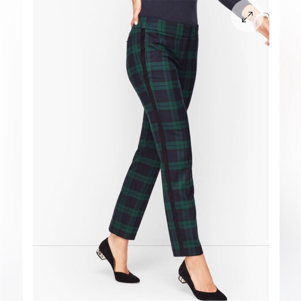 Talbots Hampshire Ankle Pant Blackwatch Tuxedo Stripe 12 Petite